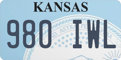 KS license plate 980IWL
