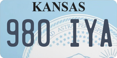 KS license plate 980IYA