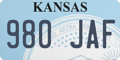 KS license plate 980JAF