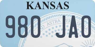 KS license plate 980JAO