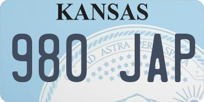 KS license plate 980JAP