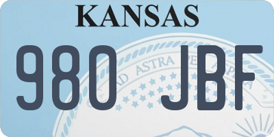 KS license plate 980JBF