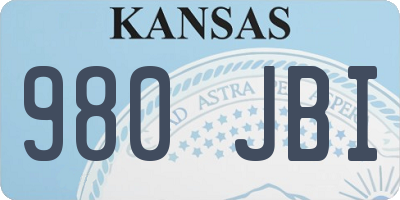 KS license plate 980JBI