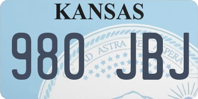 KS license plate 980JBJ