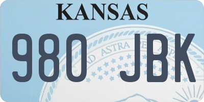 KS license plate 980JBK