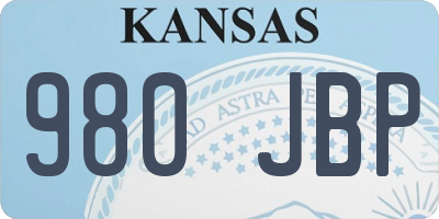 KS license plate 980JBP