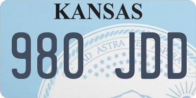 KS license plate 980JDD