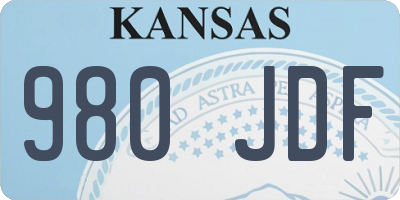 KS license plate 980JDF