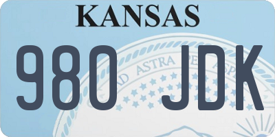 KS license plate 980JDK