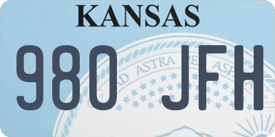 KS license plate 980JFH