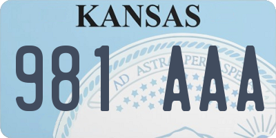 KS license plate 981AAA