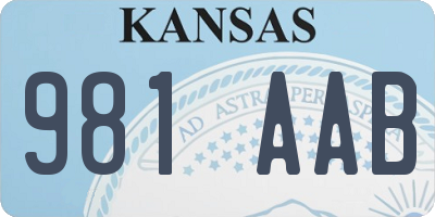 KS license plate 981AAB
