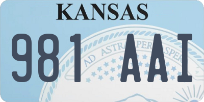 KS license plate 981AAI