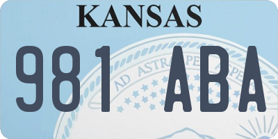 KS license plate 981ABA
