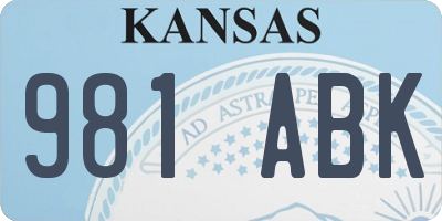 KS license plate 981ABK
