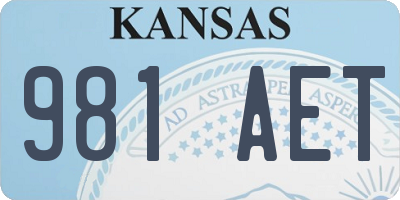 KS license plate 981AET