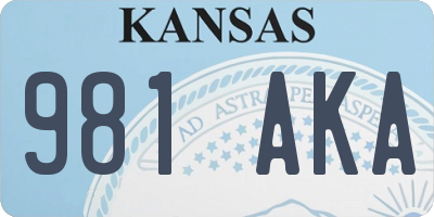 KS license plate 981AKA