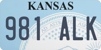 KS license plate 981ALK
