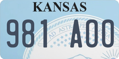 KS license plate 981AOO