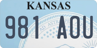 KS license plate 981AOU