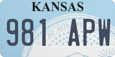KS license plate 981APW