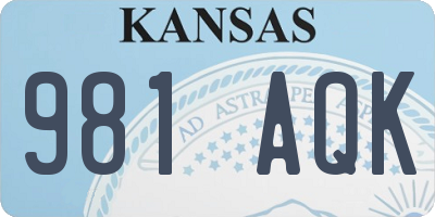 KS license plate 981AQK