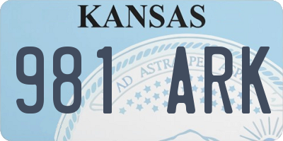 KS license plate 981ARK