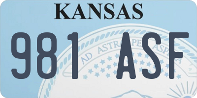 KS license plate 981ASF
