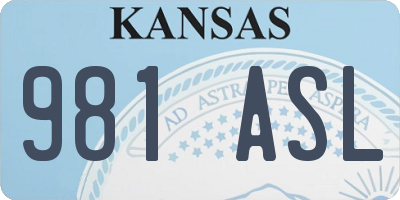 KS license plate 981ASL