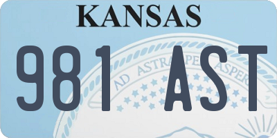 KS license plate 981AST