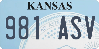 KS license plate 981ASV