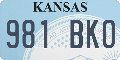 KS license plate 981BKO