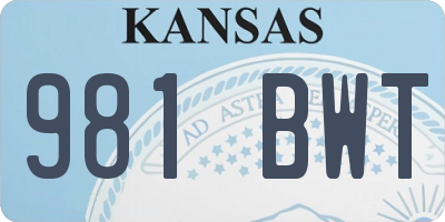 KS license plate 981BWT