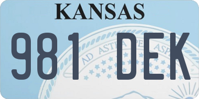 KS license plate 981DEK