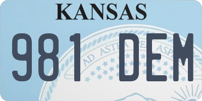 KS license plate 981DEM
