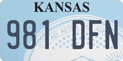 KS license plate 981DFN