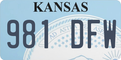 KS license plate 981DFW