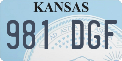 KS license plate 981DGF