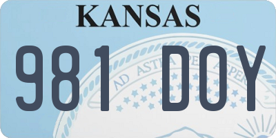 KS license plate 981DOY