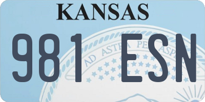 KS license plate 981ESN