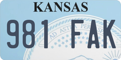 KS license plate 981FAK