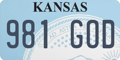 KS license plate 981GOD