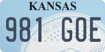KS license plate 981GOE