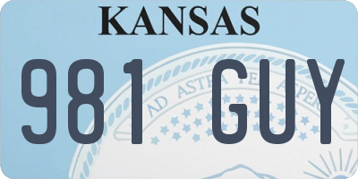 KS license plate 981GUY