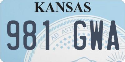 KS license plate 981GWA