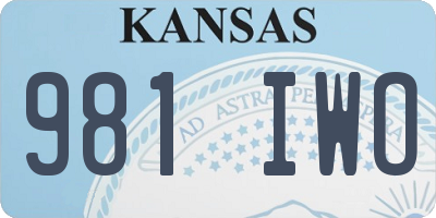 KS license plate 981IWO