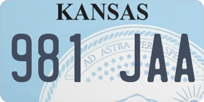 KS license plate 981JAA