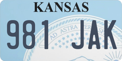 KS license plate 981JAK