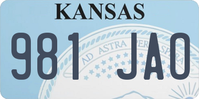 KS license plate 981JAO