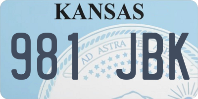 KS license plate 981JBK